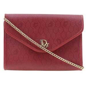 Christian Dior clutch shoulder bag chain strap leather crossbody snap closure
